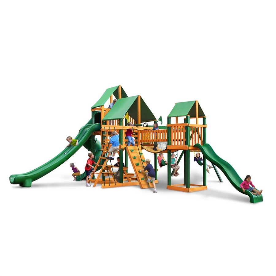 Gorilla Playsets Treasure Trove Wood Playset with Swings at