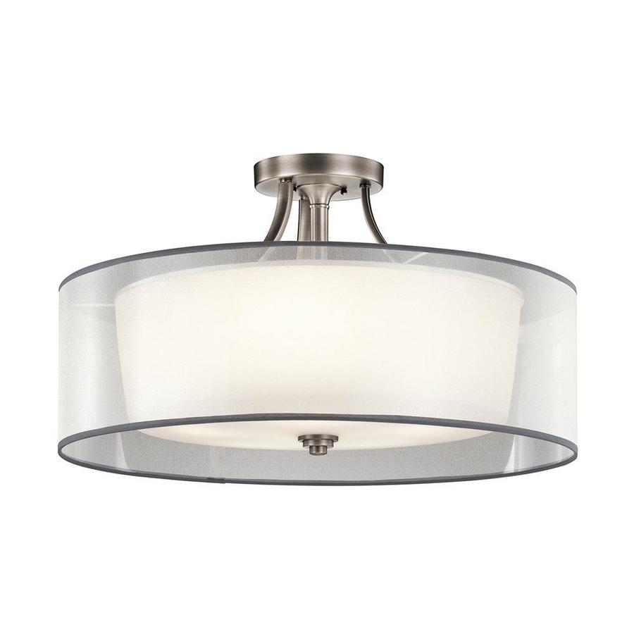 Kichler Lacey 28 In W Antique Pewter Etched Glass Semi Flush Kichler Lacey 28 In W Antique Pewter Etched Glass Semi Flush Mount Light