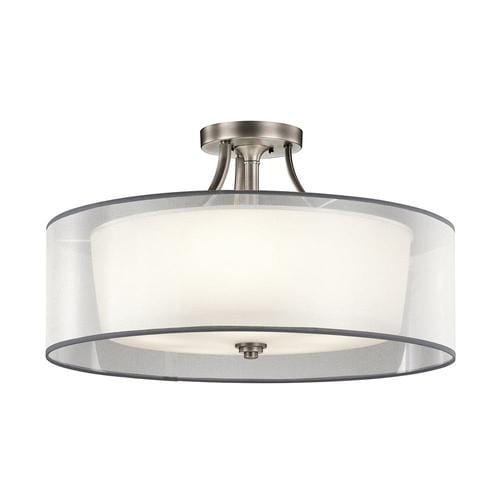 Kichler Lacey 28-in W Antique Pewter Etched Glass Semi-Flush Mount ...