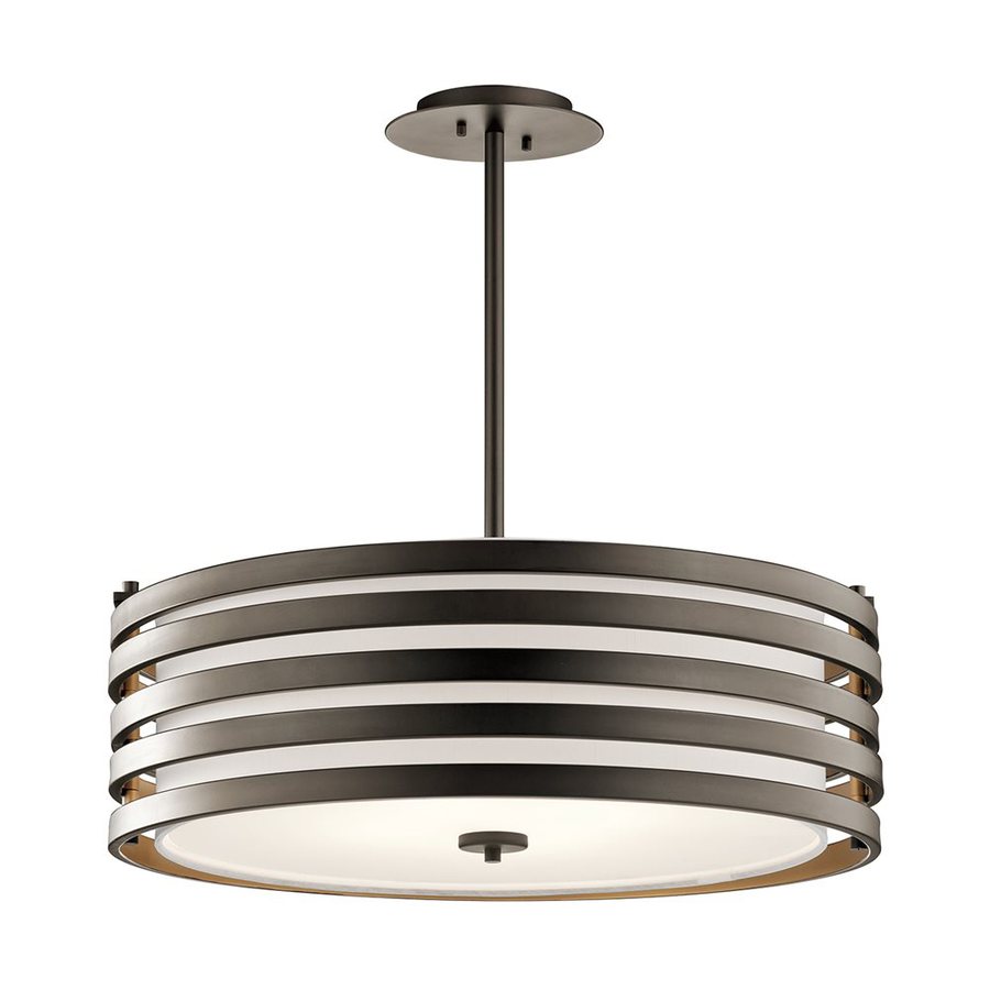 Kichler Roswell Olde Bronze Modern Etched Glass Drum Pendant at Lowes.com