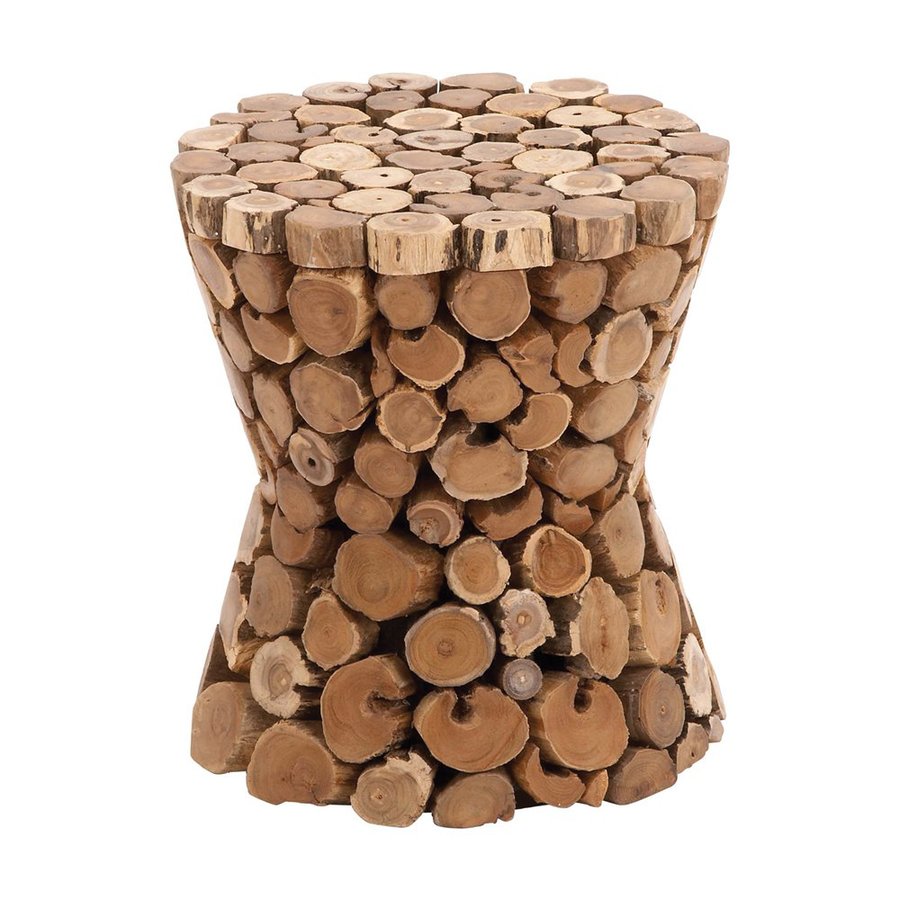 Woodland Imports 17in Teak Barrel Garden Stool in the Garden Stools