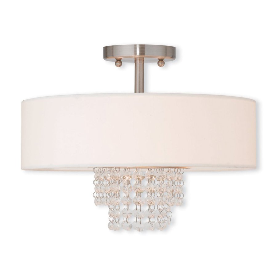 Livex Lighting Carlisle 15in W Brushed nickel Fabric SemiFlush Mount