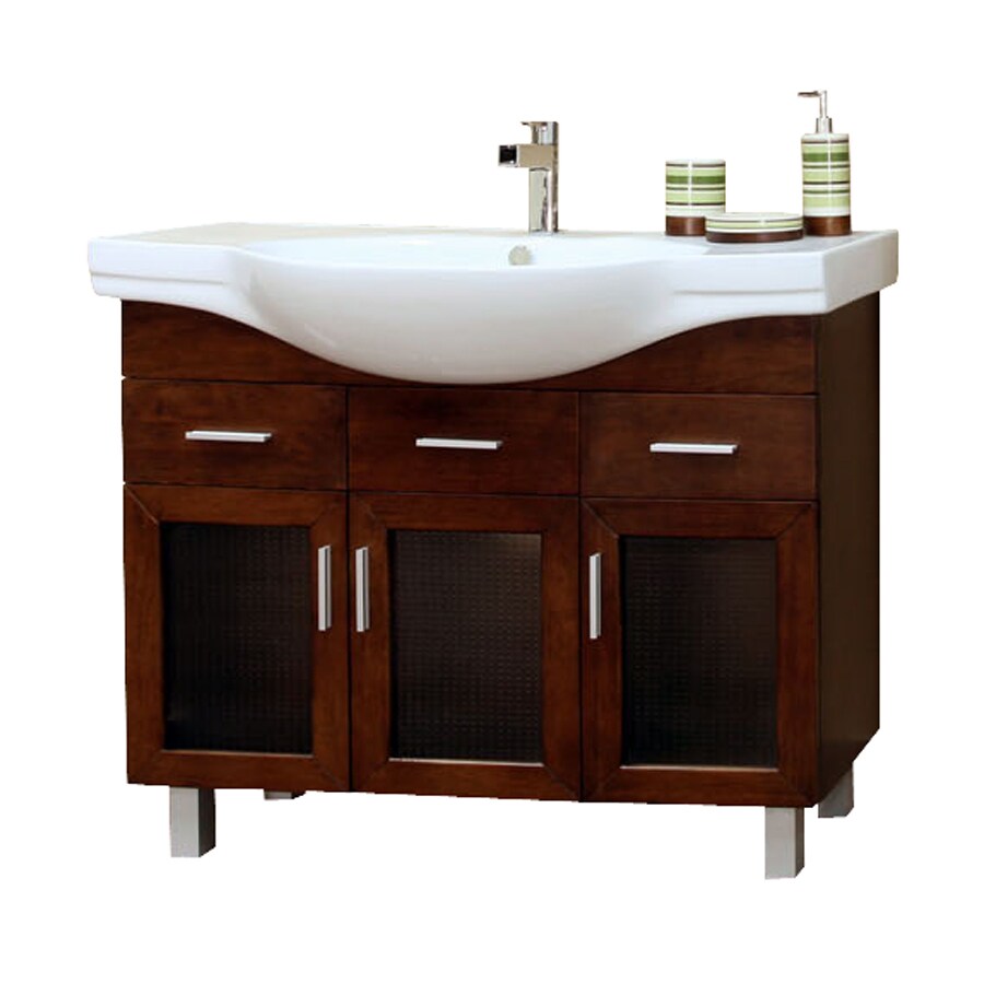 Bellaterra Home Medium Walnut 39 8 In Integral Single Sink Bellaterra Home Medium Walnut 39 8 In Integral Single Sink Birch Bathroom Vanity With Ceramic Top