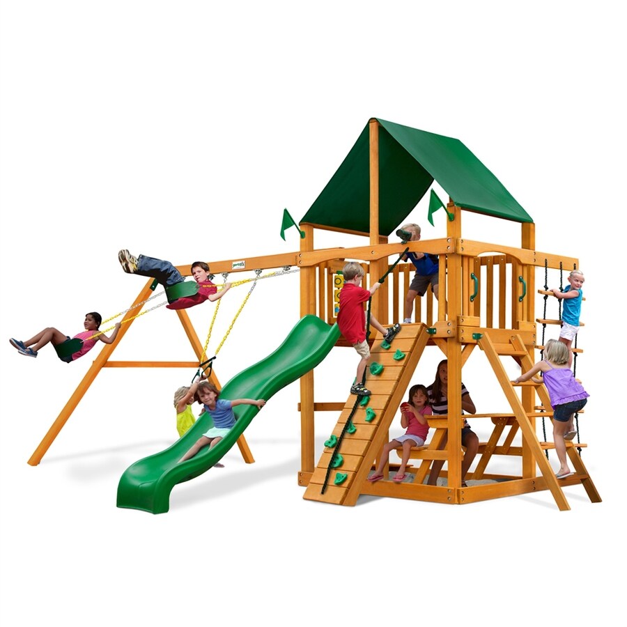 Gorilla Playsets Chateau Residential Wood Playset with Swings at
