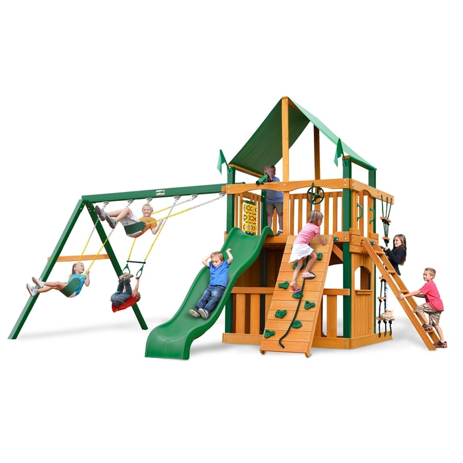 Gorilla Playsets Chateau Clubhouse Residential Wood Playset with Swings