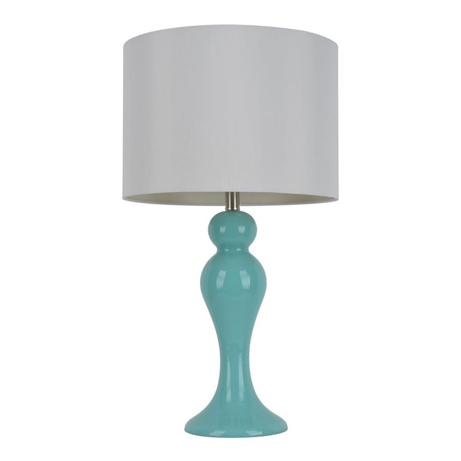Decor Therapy 28in Turquoise Blue Rotary Socket Table Lamp with Fabric