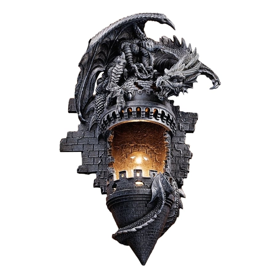 Dragon S Castle Lair 12 In W 1 Light Gothic Stone Novelty Pocket Plug In Wall Sconce