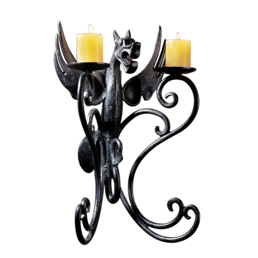 Design Toscano 2 Candle Castle Dragon Metal Sconce Candle Holder at