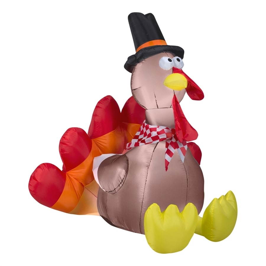 Gemmy 4.98-ft x 4.98-ft Lighted Turkey Thanksgiving Inflatable at Lowes.com