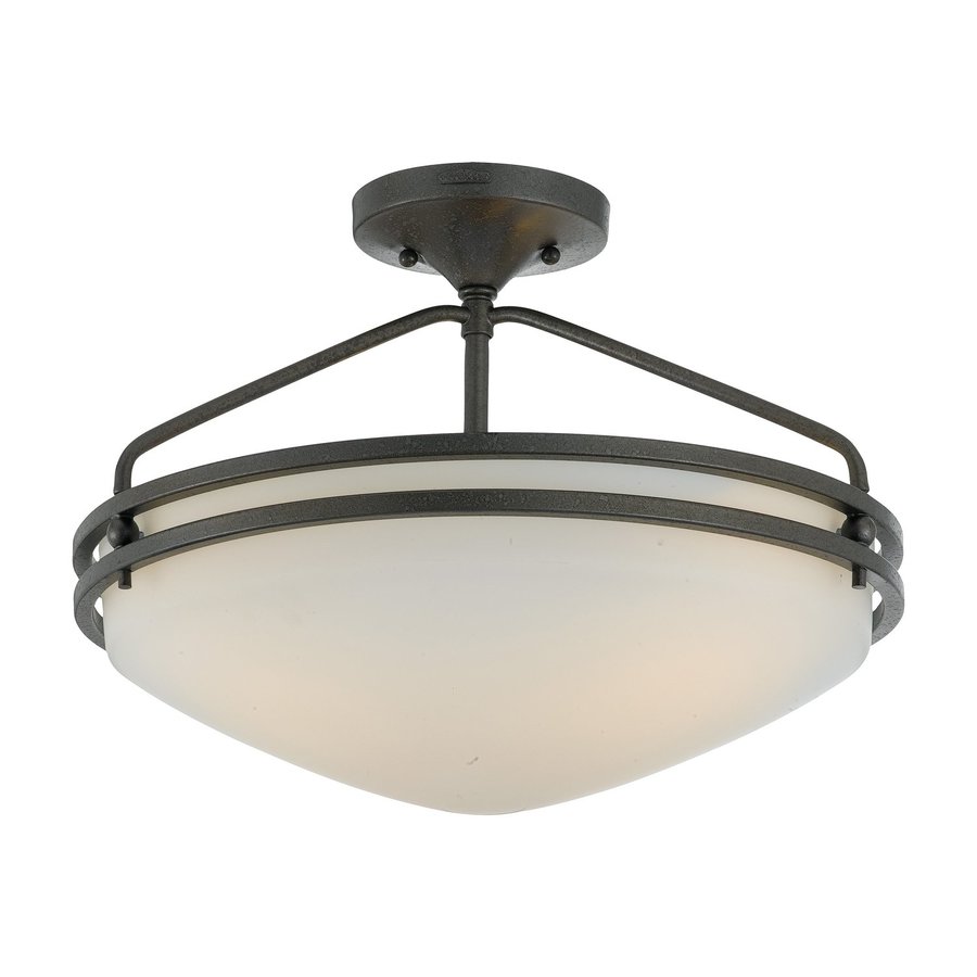 Quoizel Ozark 16.5-in W Iron gate Etched Glass Semi-Flush Mount Light ...