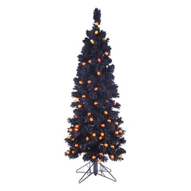 Artificial Trees At Lowes Northlight 4 5 Ft Whimsical Slim Artificial Tree Orange With Led Lights