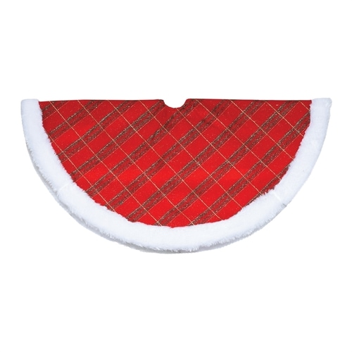 Northlight 20-in Red Polyester Plaid Christmas Tree Skirt at Lowes.com