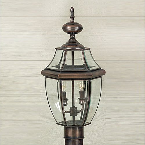 Quoizel Newbury 21-in H Aged Copper Post Light at Lowes.com