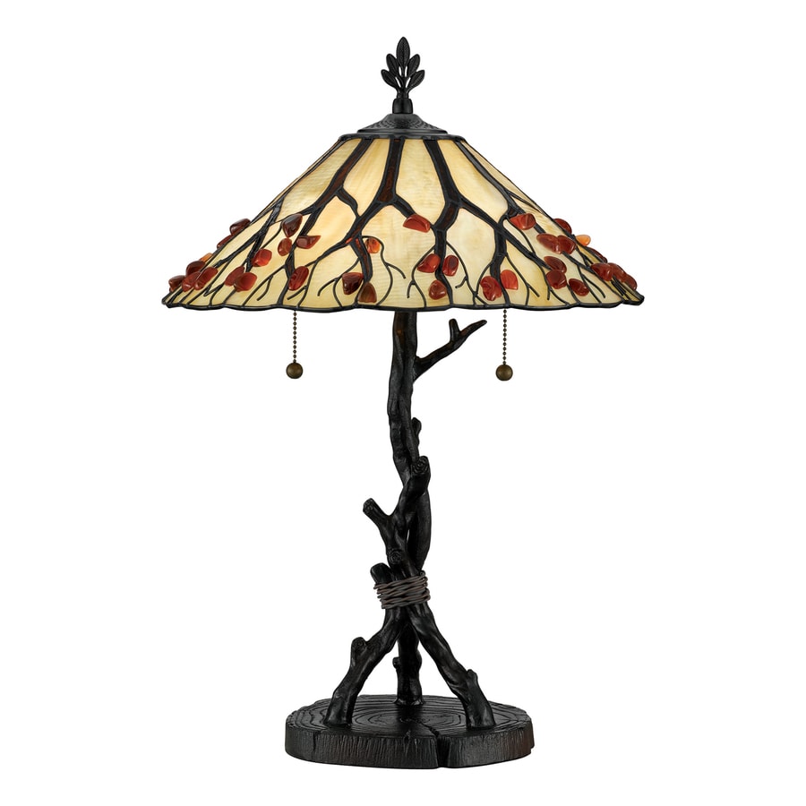 Quoizel Whispering Wood 26 In Western Bronze Rotary Socket Quoizel Whispering Wood 26 In Western Bronze Rotary Socket Table Lamp With Glass Shade