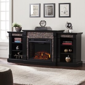 Electric Fireplaces At Lowes Boston Loft Furnishings 71 75 In W Satin Black Led Electric Fireplace