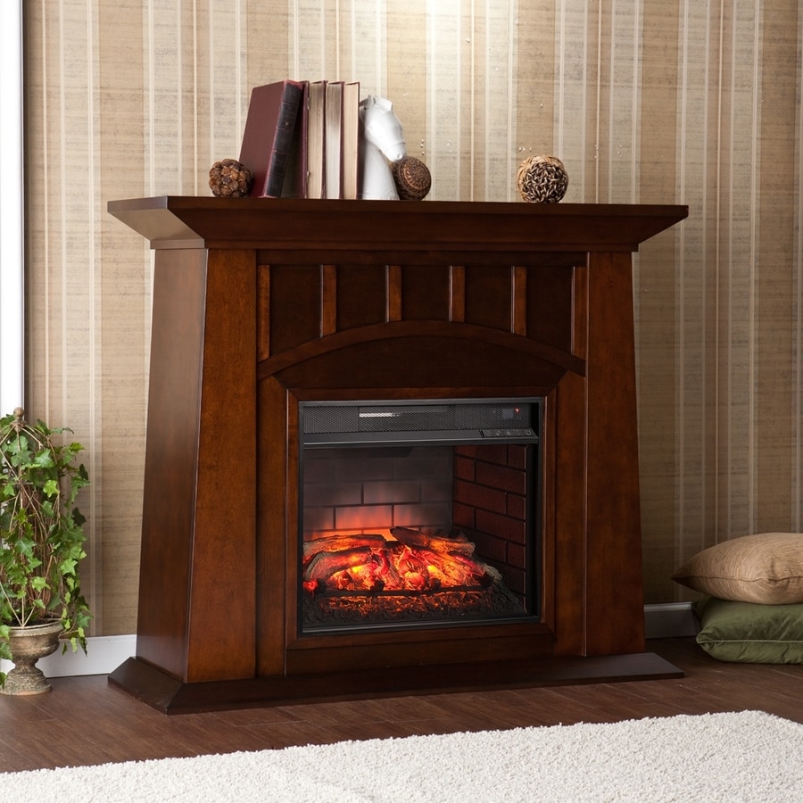 Oak Finish Electric Fireplace Ideas Boston Loft Furnishings 48 In W Espresso Mdf Infrared Quartz Large Room Electric Fireplace Heater Honey Oak Finish