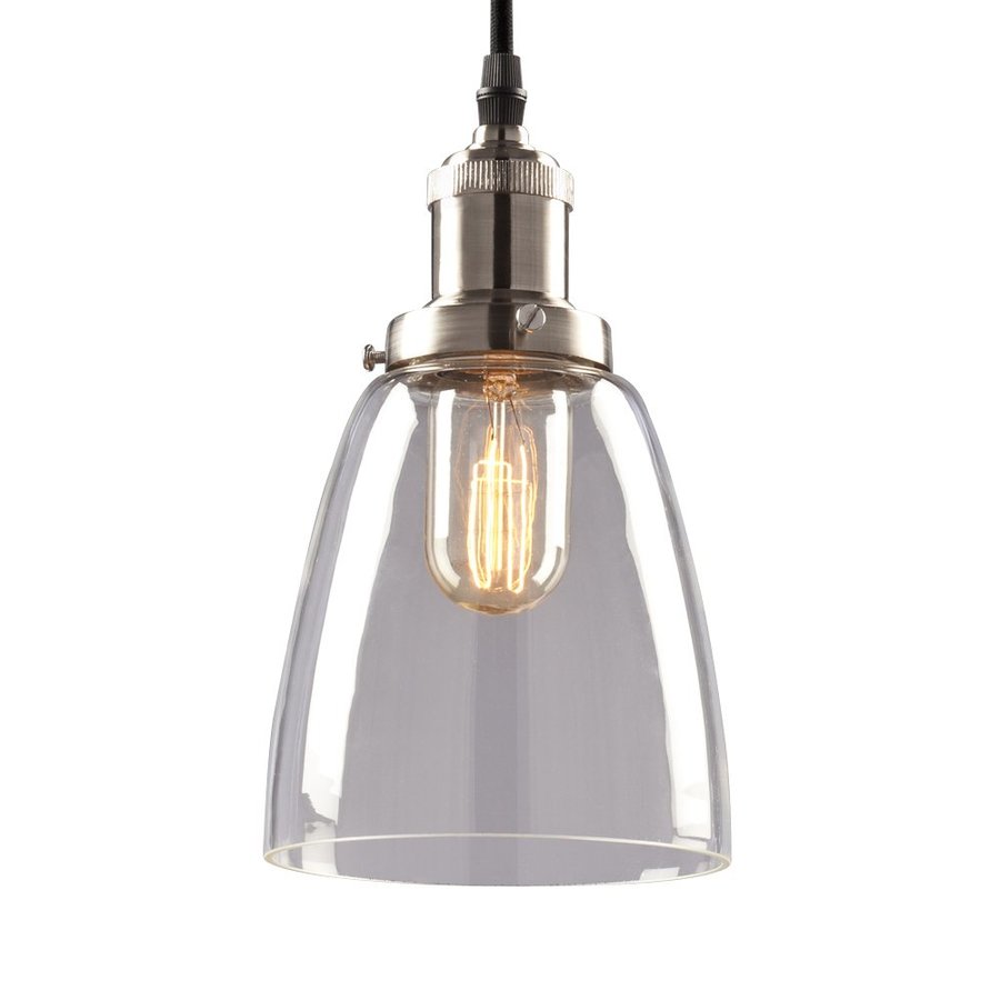 Galaxy Brushed Nickel Mini Transitional Clear Glass Bell Pendant at ...