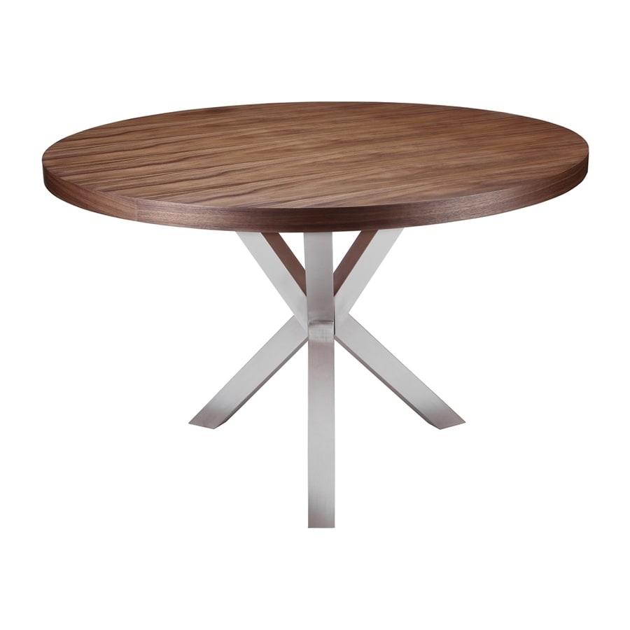 Moe S Home Collection Redondo Walnut Stainless Steel Round Moe S Home Collection Redondo Walnut Stainless Steel Round Dining Table