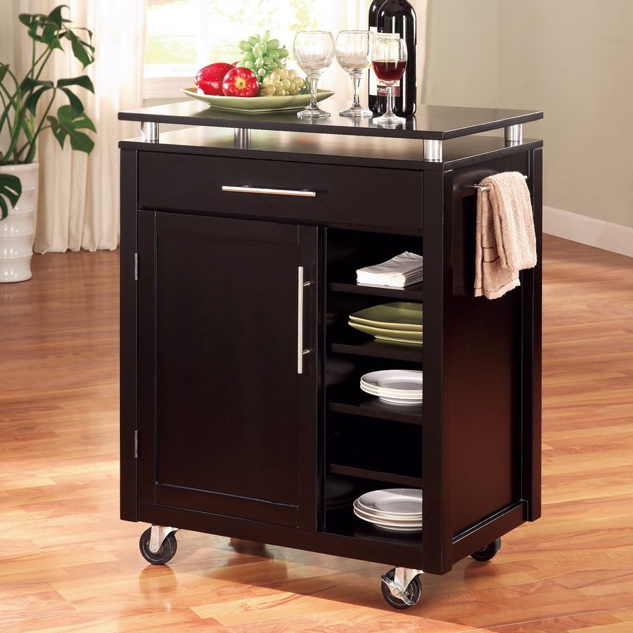 Coaster Fine Furniture 28in L x 17.25in W x 35.5in H Black Kitchen