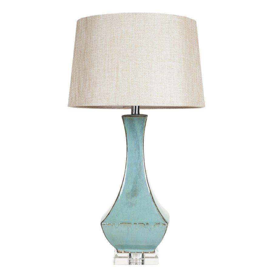 Surya 30-in Blue Electrical Outlet Table Lamp with Fabric ...