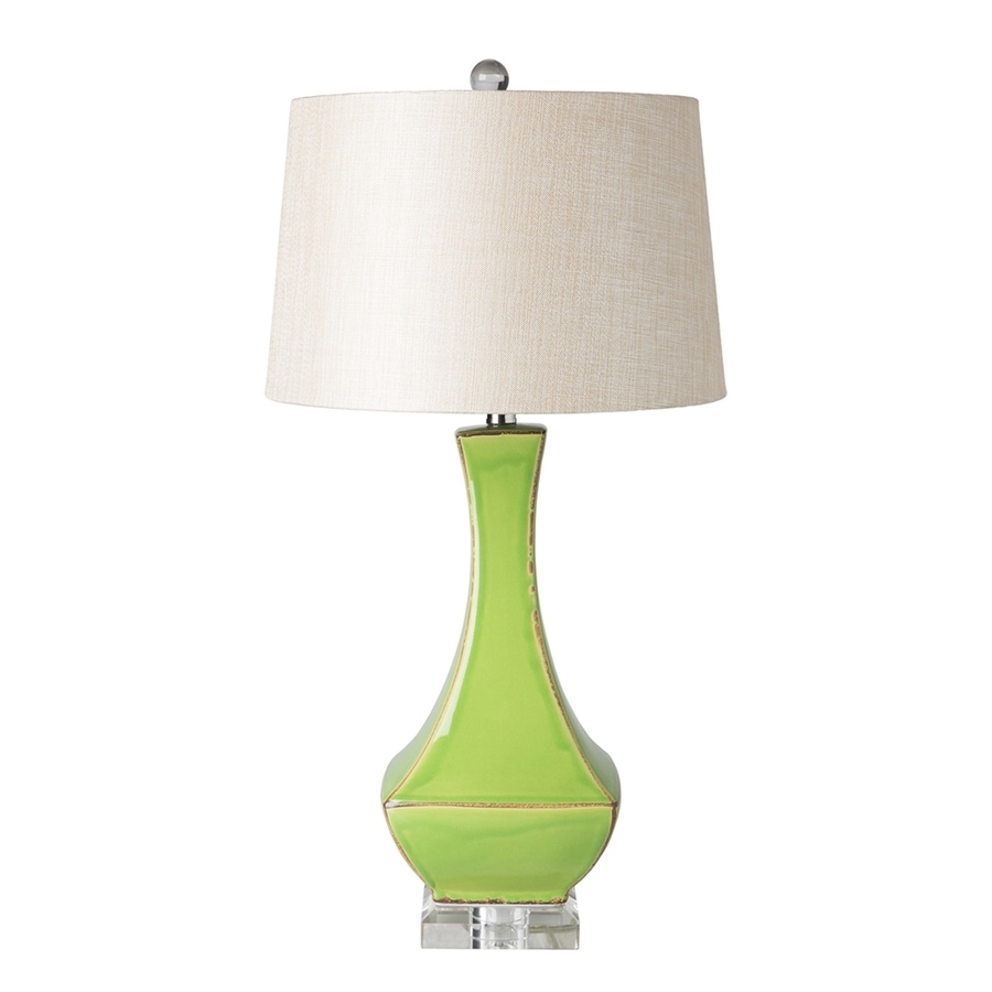 Surya Belhaven 30.5in Green Electrical Outlet Table Lamp with Fabric