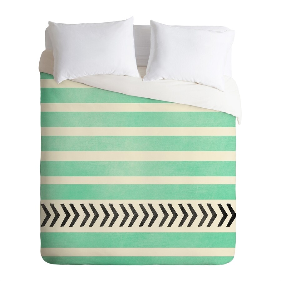 Deny Designs Mint Stripes And Arrows Multicolored Queen Duvet