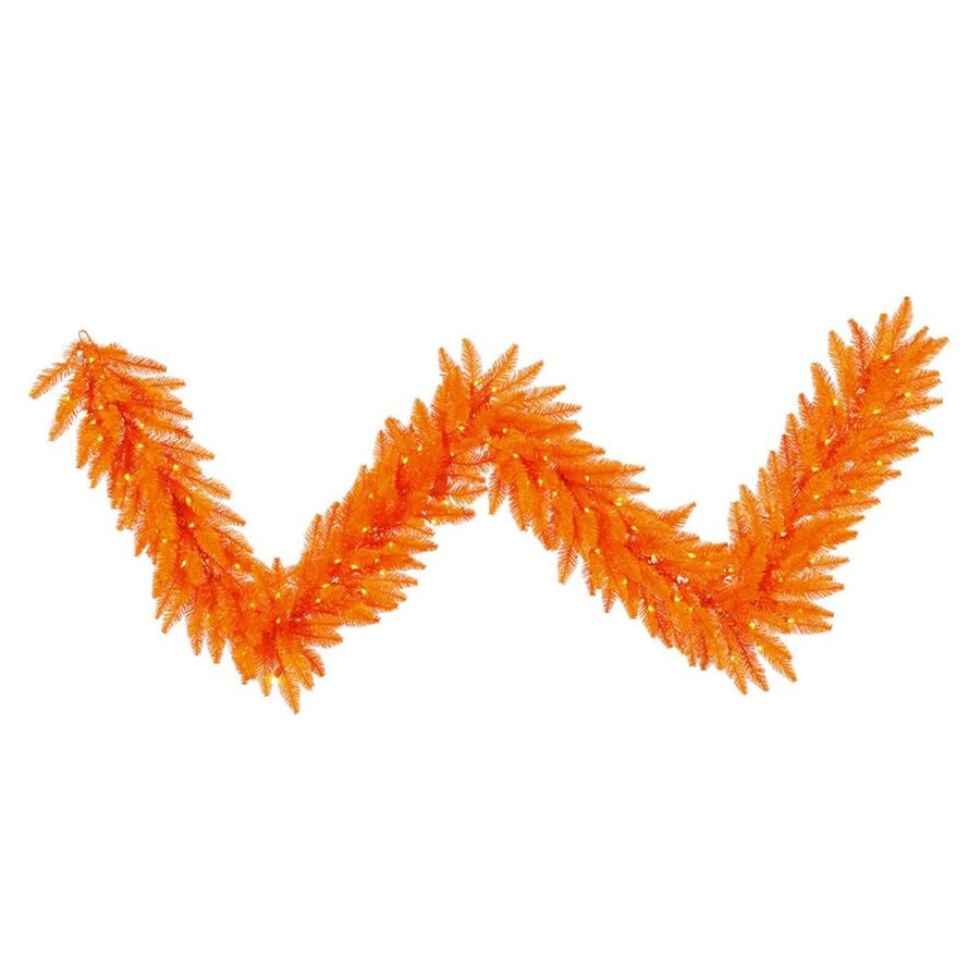 Vickerman PreLit 9ft Tinsel Artificial Halloween Garland with Orange