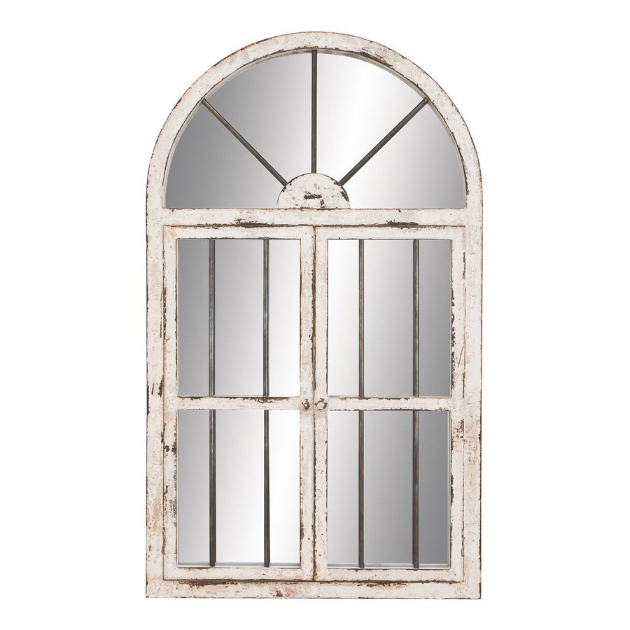 Aspire Home Accents Distressed White Polished Arch Wall Mirror Aspire Home Accents Distressed White Polished Arch Wall Mirror