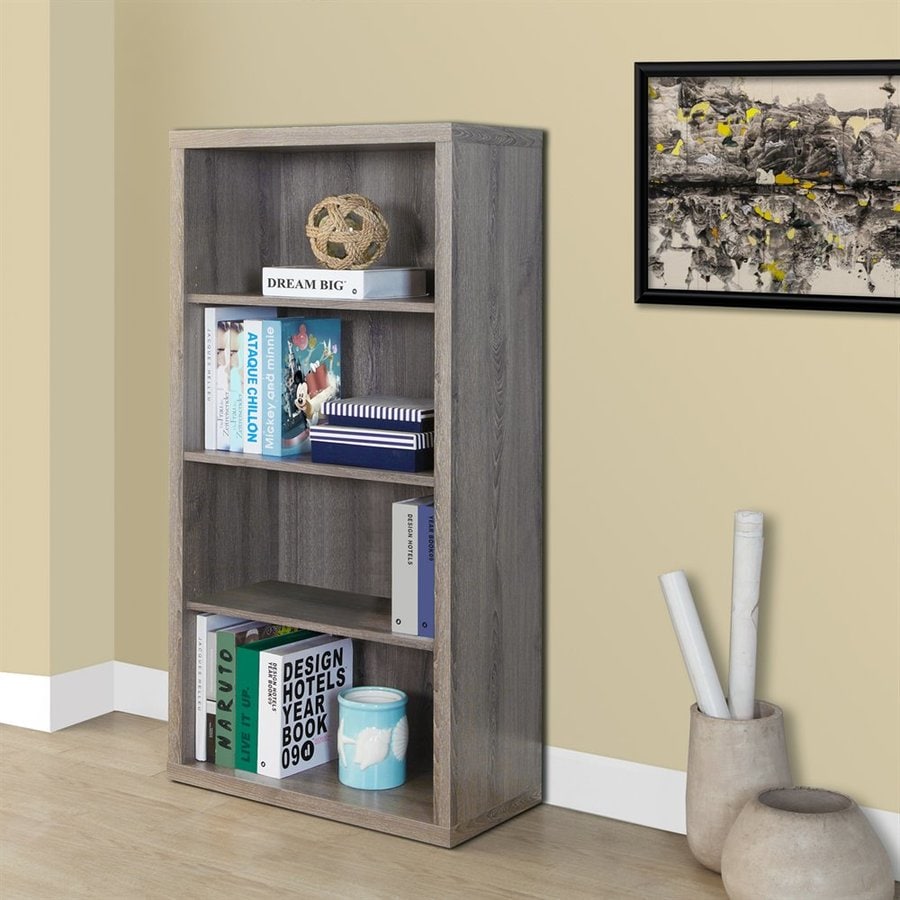 Monarch Specialties Dark Taupe Composite 3 Shelf Bookcase At Com