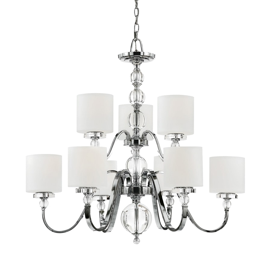 Quoizel Downtown 33 In 9 Light Polished Chrome Country Cottage Quoizel Downtown 33 In 9 Light Polished Chrome Country Cottage Etched Glass Shaded Chandelier