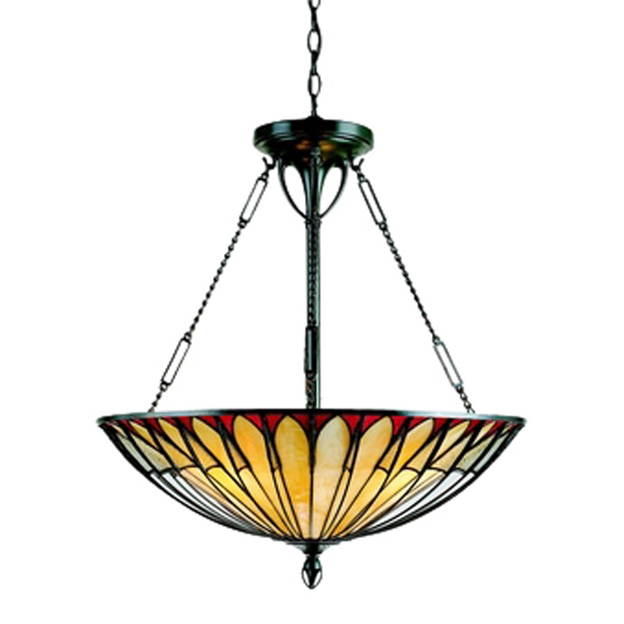 Quoizel Alhambre 22 In Vintage Bronze Style Single Quoizel Alhambre 22 In Vintage Bronze Style Single Stained Glass Bowl Pendant