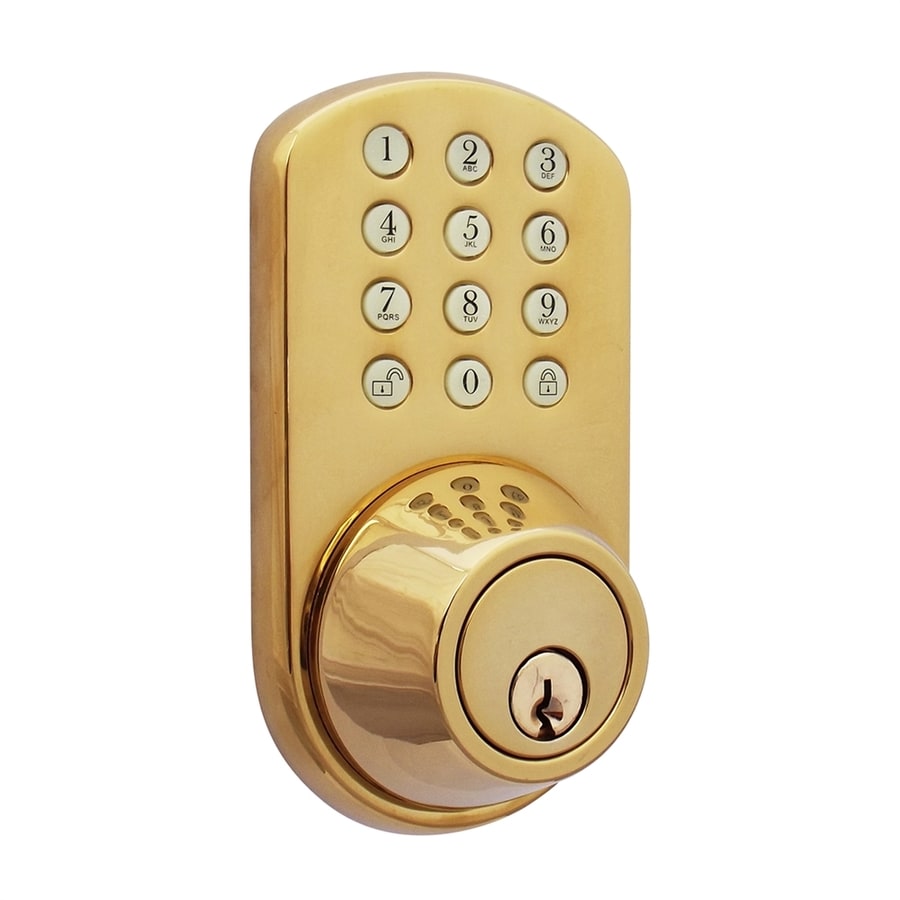 Traditional Polished Brass Single Cylinder Motorized Electronic Entry Door Deadbolt With Keypad