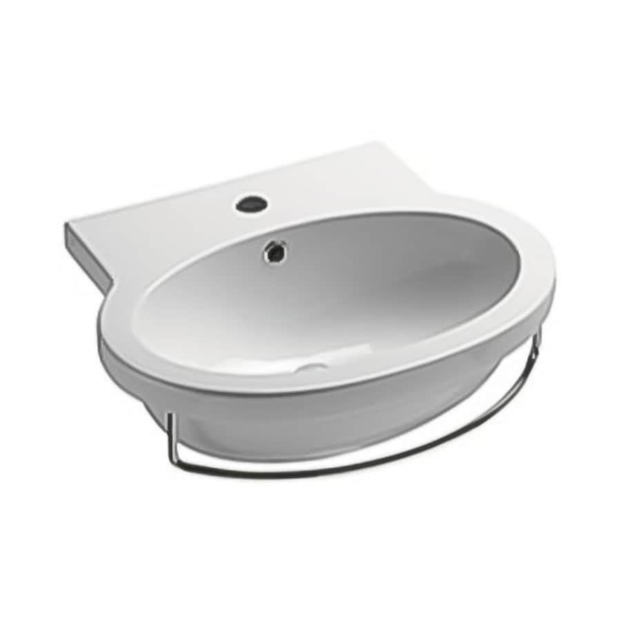 Nameeks Panorama White Ceramic WallMount Oval Bathroom Sink with