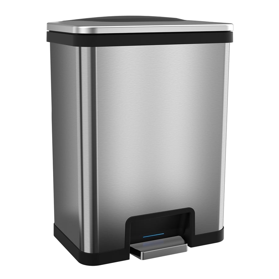 Myhalo 13 Gallon Stainless Steel Black Steel Trash Can With Lid At   1000212619 