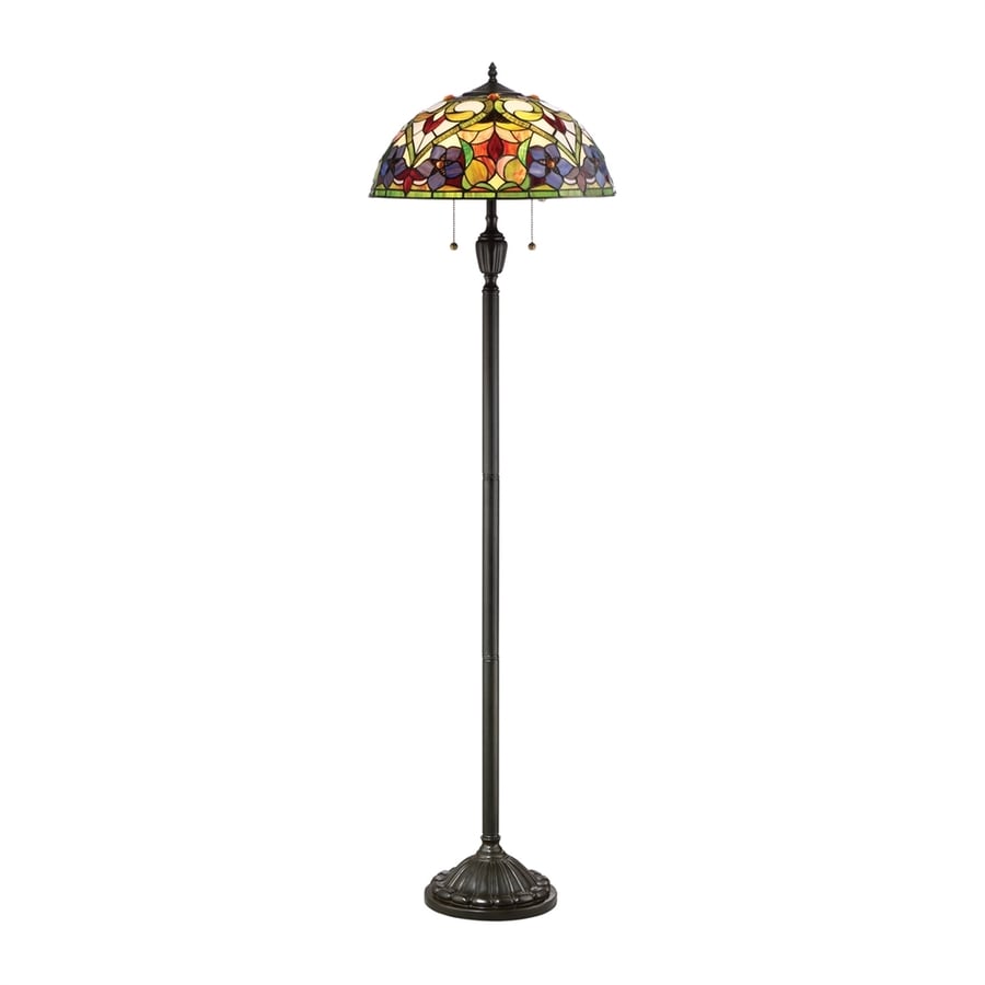 Quoizel Violets 62in Vintage Bronze PullChain Floor Lamp with Glass