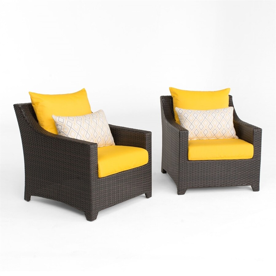 Rst Brands Deco Set Of 2 Aluminum Conversation Chairs With Rst Brands Deco Set Of 2 Aluminum Conversation Chairs With Sunbrella Sunflower Yellow Cushions