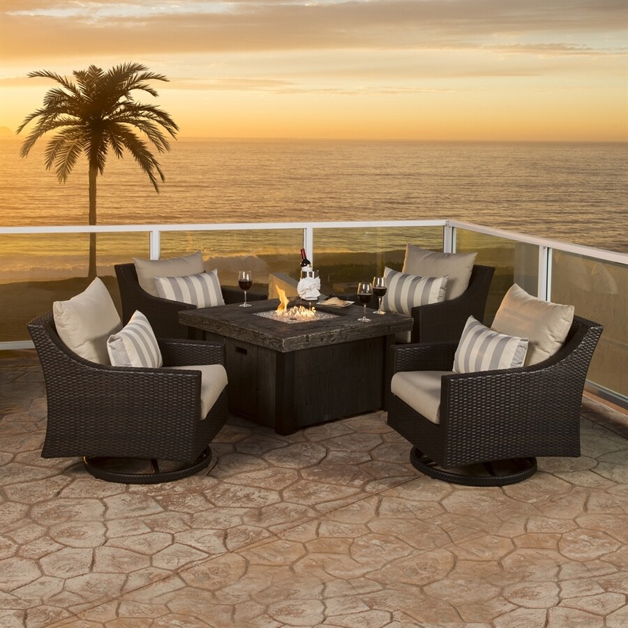 Rst Brands Deco 5 Piece Resin Frame Patio Conversation Set With Rst Brands Deco 5 Piece Resin Frame Patio Conversation Set With Slate Grey Sunbrella Cushions Table