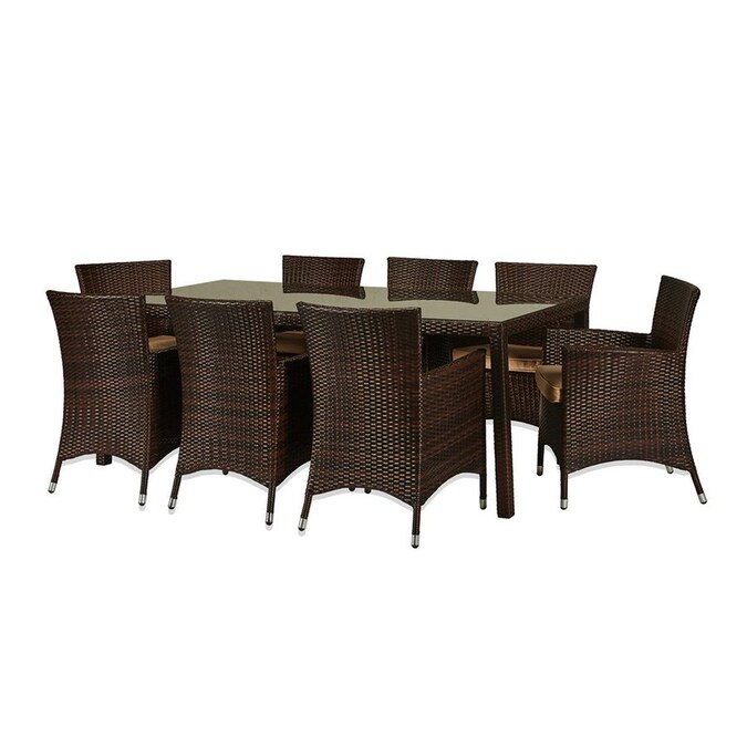 Thy Hom Doha 9 Piece Brown Wood Frame Wicker Patio Set With Beige Cushions In The Dining Sets Department At Com - Hom Furniture Patio Cushions Thy Hom Doha 9 Piece Brown Wood Frame Wicker Patio Set With Beige Cushions In The Dining Sets Department At Com - Hom Furniture Patio Cushions