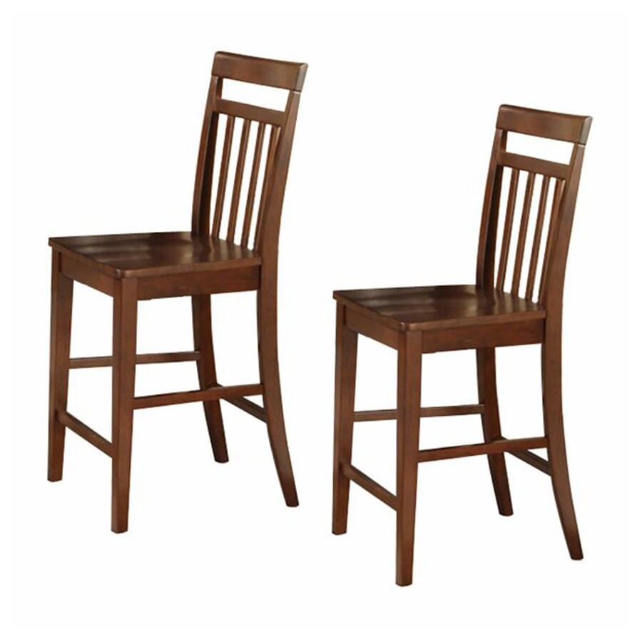 East West Furniture Set of 2 Mahogany Counter Stools in the Bar Stools