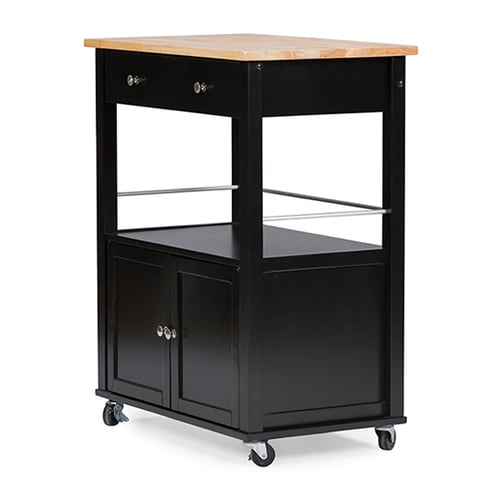 Baxton Studio Black Modern Kitchen Cart in the Kitchen Islands & Carts