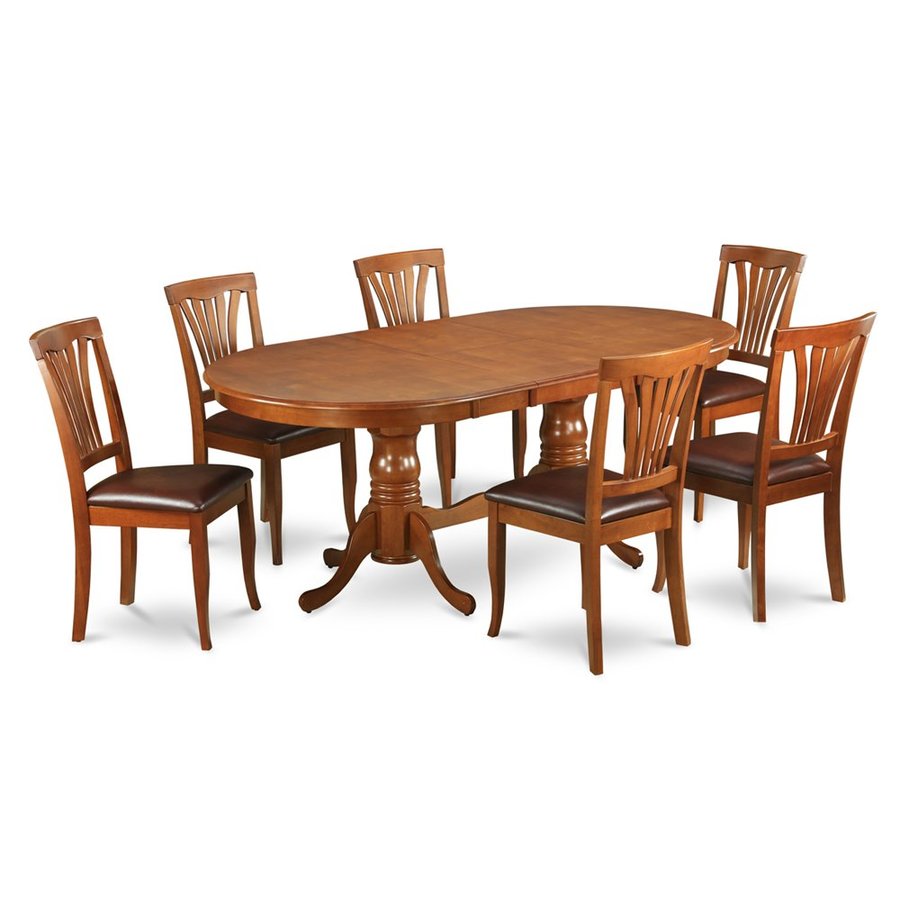East West Furniture Plainville Saddle Brown 7 Piece Dining Set East West Furniture Plainville Saddle Brown 7 Piece Dining Set With Oval Table