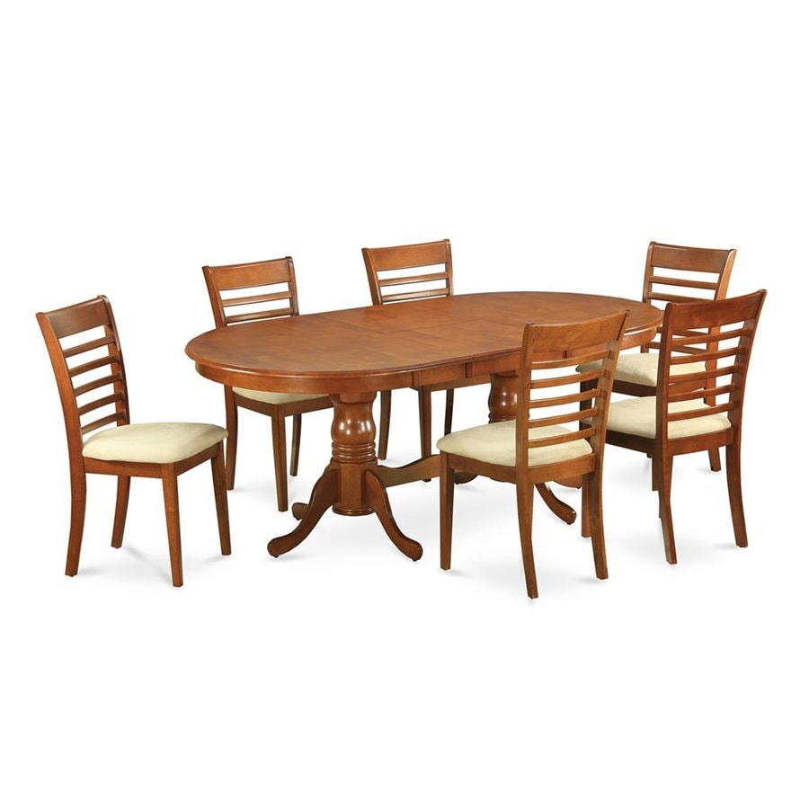East West Furniture Plainville Saddle Brown 7 Piece Dining Set East West Furniture Plainville Saddle Brown 7 Piece Dining Set With Oval Table