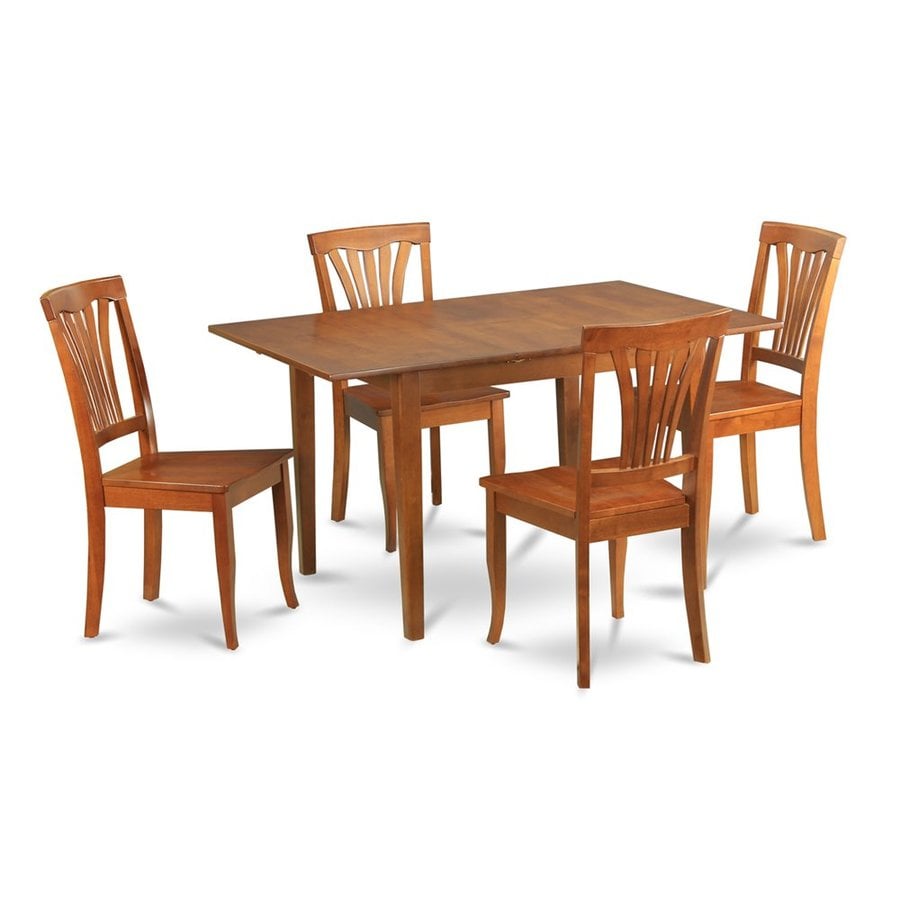 East West Furniture Picasso Saddle Brown 5 Piece Dining Set With Dining Table In The Dining Room Sets Department At Lowes Com