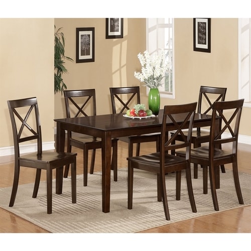 East West Furniture Cabos Cappuccino 7-Piece Dining Set with Dining ...