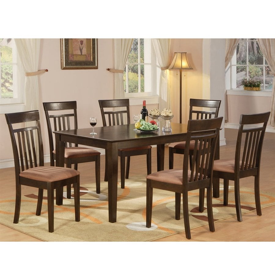 East West Furniture Capri Cappuccino 7 Piece Dining Set With East West Furniture Capri Cappuccino 7 Piece Dining Set With Table