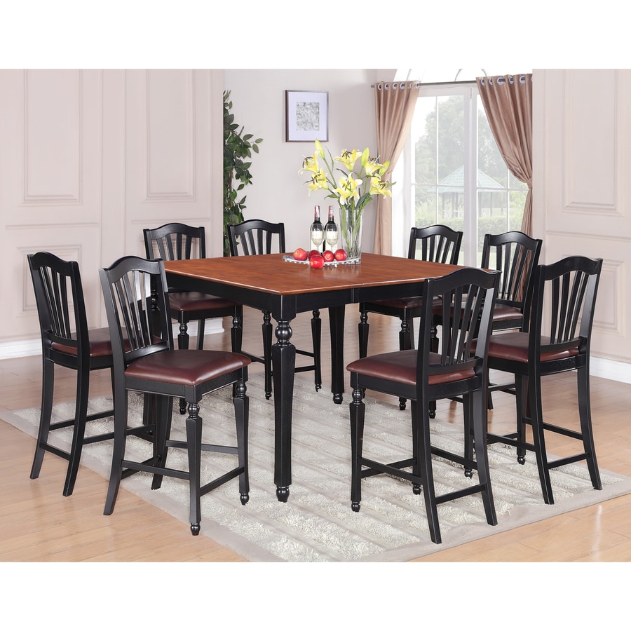 East West Furniture Chelsea Black and Cherry Dining Set with Counter
