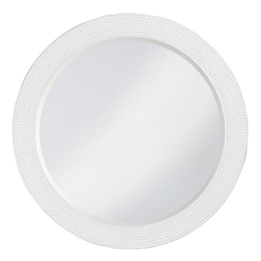 Tyler Dillon Lancelot 42in L x 42in W White Framed Round Wall Mirror