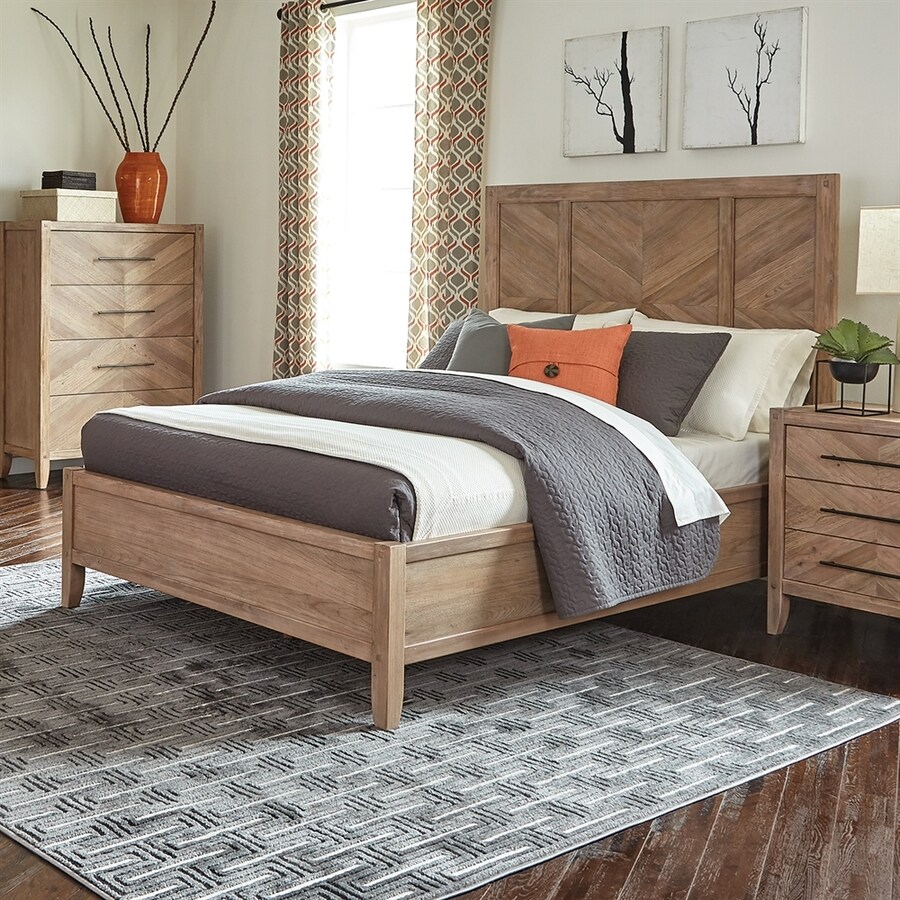 Scott Living White Washed Natural Queen Panel Bed at