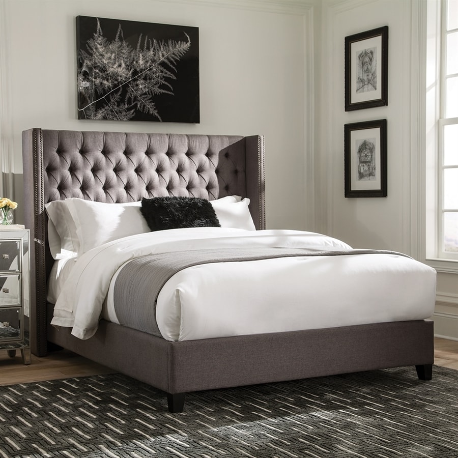 Scott Living Grey Queen Upholstered Bed at Lowes.com