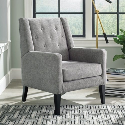 Scott Living Midcentury Taupe/Black Wingback Chair at Lowes.com